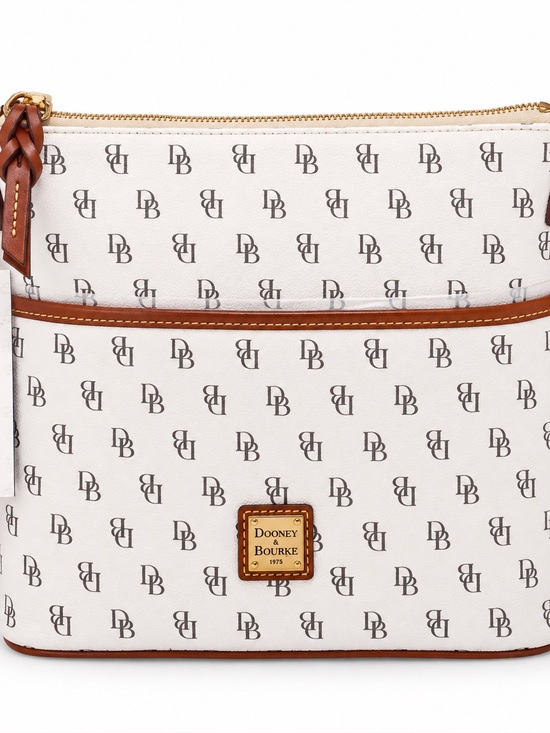 Dooney & Bourke Handbags - NWT Dooney & Bourke Cream Monogram Crossbody with Brown Trim
